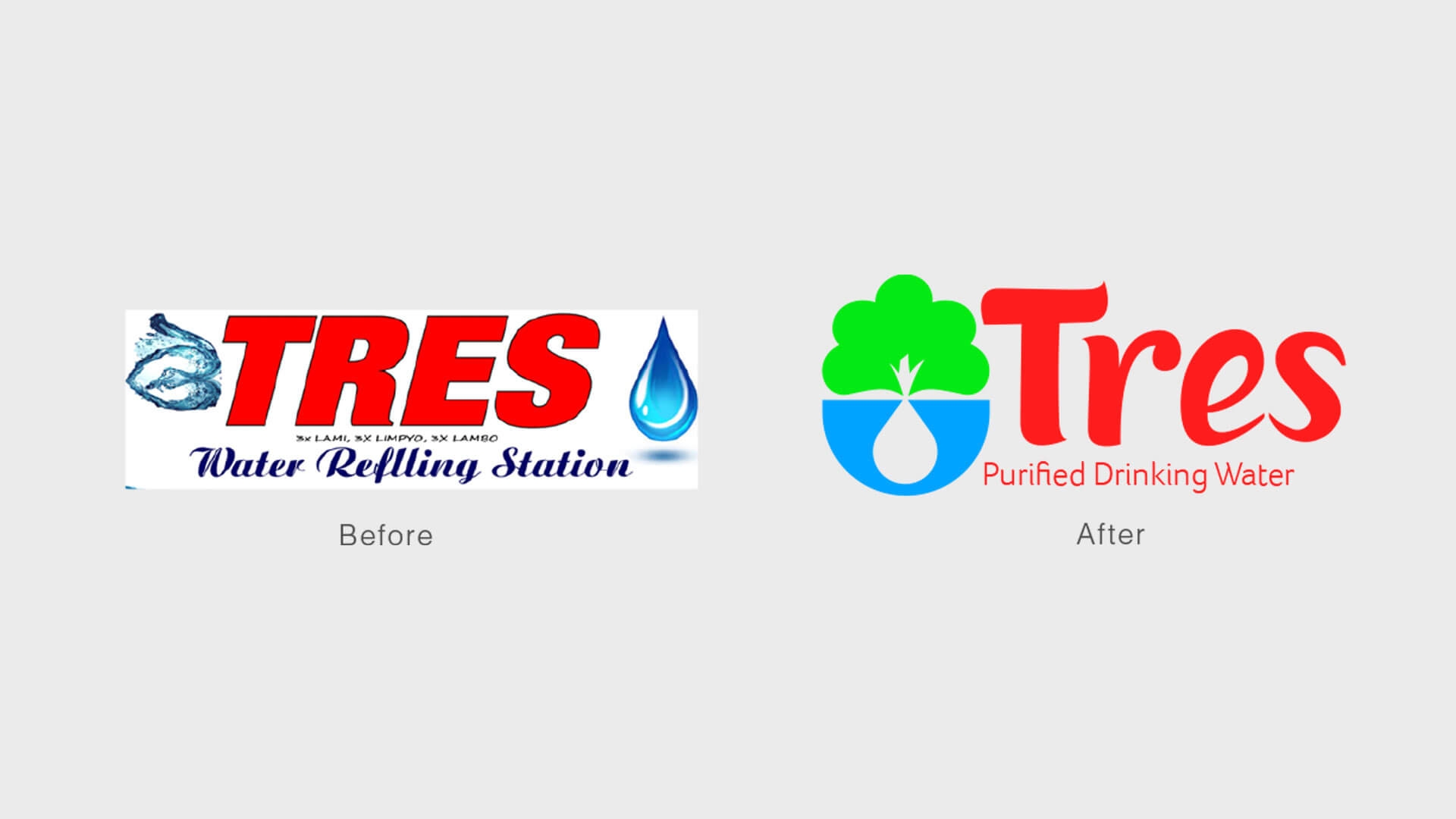 Tres Water Company - Old and New | Before and After Logo