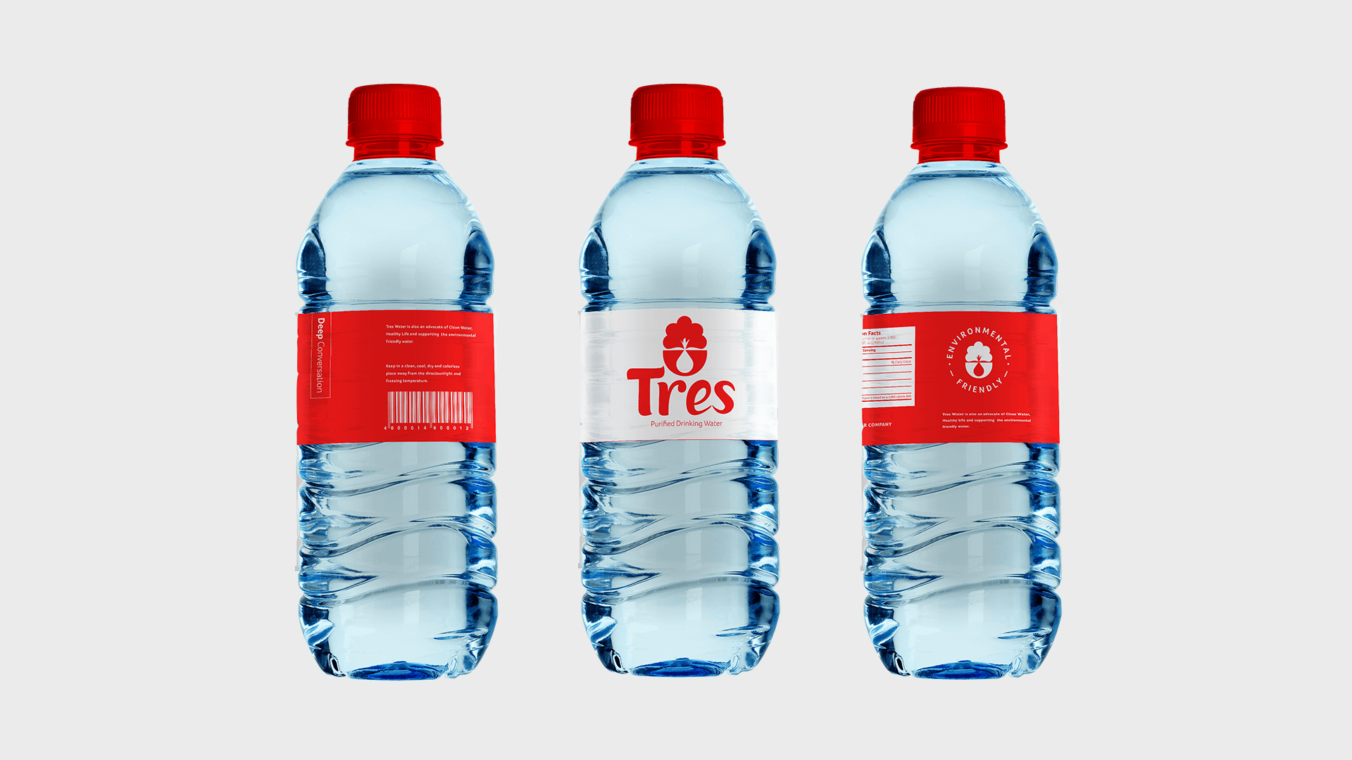 Tres Water Company - Packaging Bottled water Design Tres Water Company - Packaging Bottled water Design