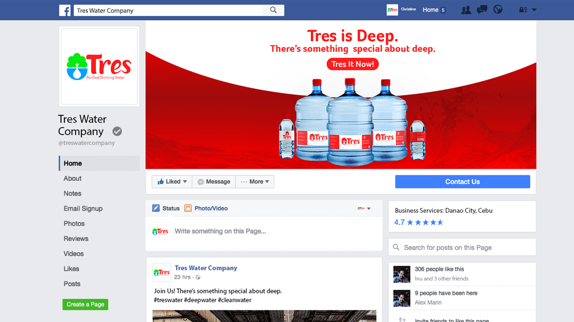 Tres Water Company - Facebook profile and Cover photo Tres Water Company - Facebook profile and Cover photo