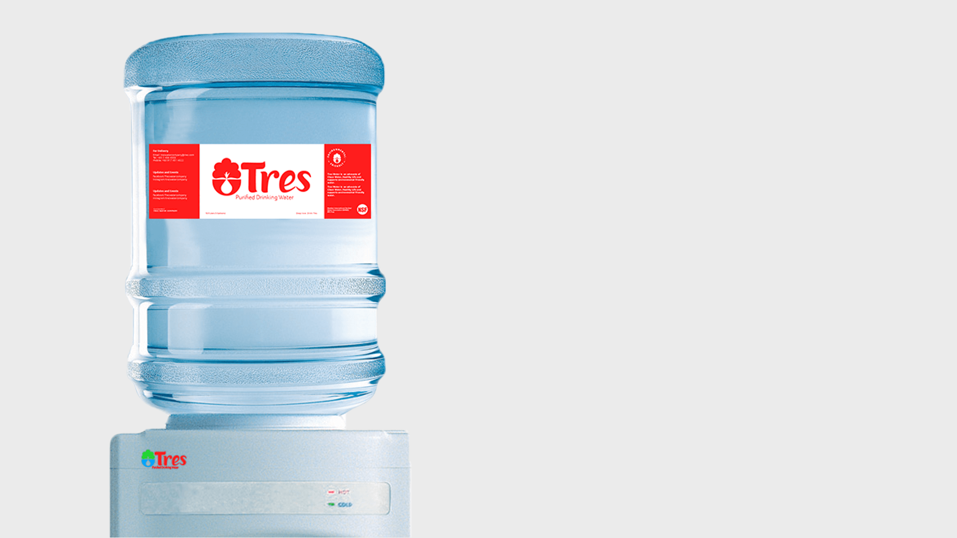 Tres Water Company - Labelling and Packaging 5 gallons Tres Water Company - Labelling and Packaging 5 gallons