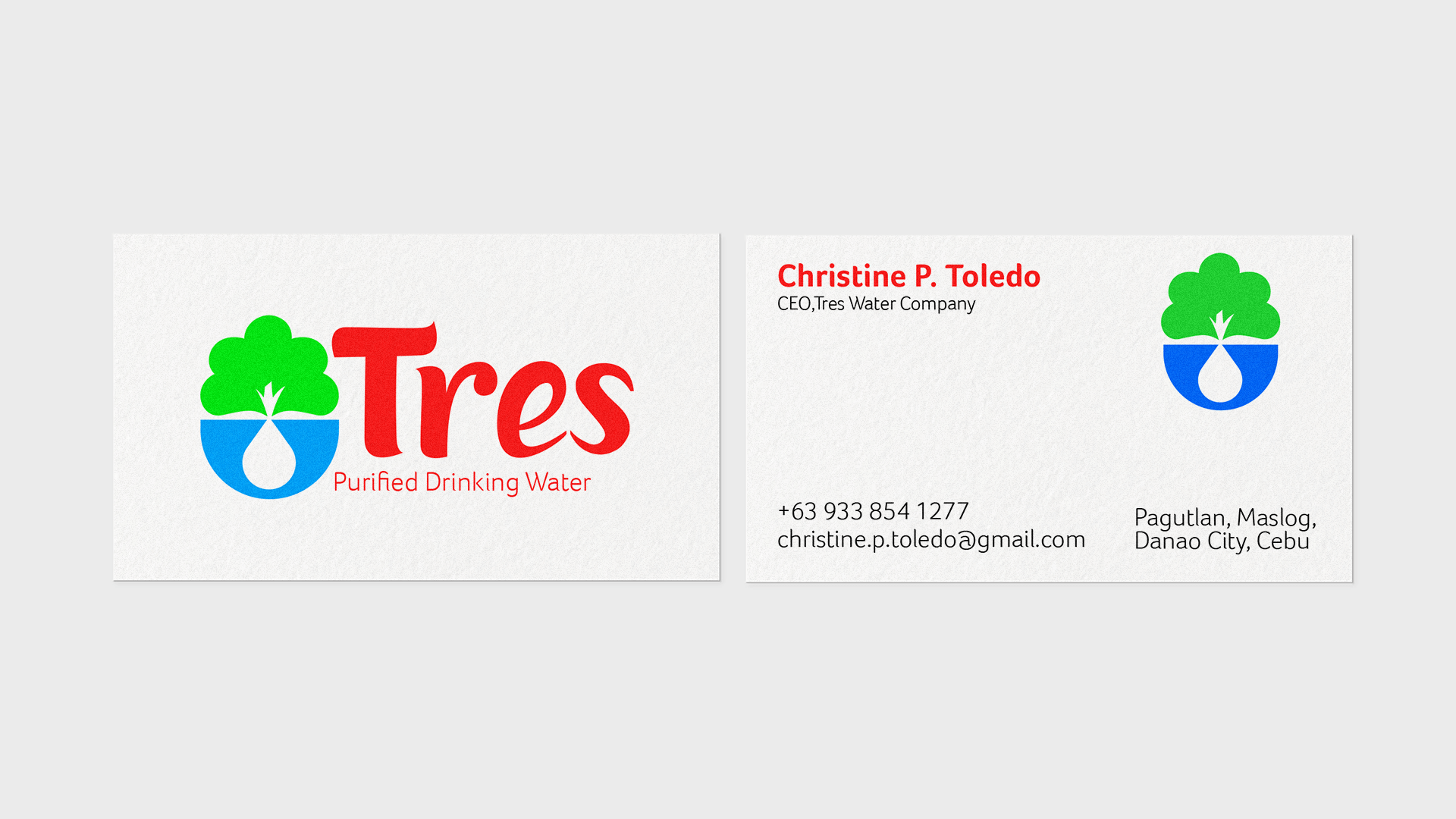 Tres Water Company - Business Card Design Tres Water Company - Business Card Design